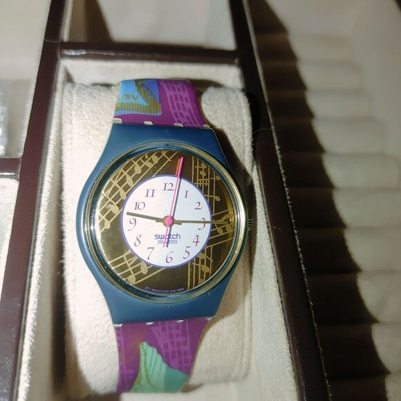 Swatch Originals Gent Blue Multicolor Abstract Design Watch READ - Picture 13 of 13